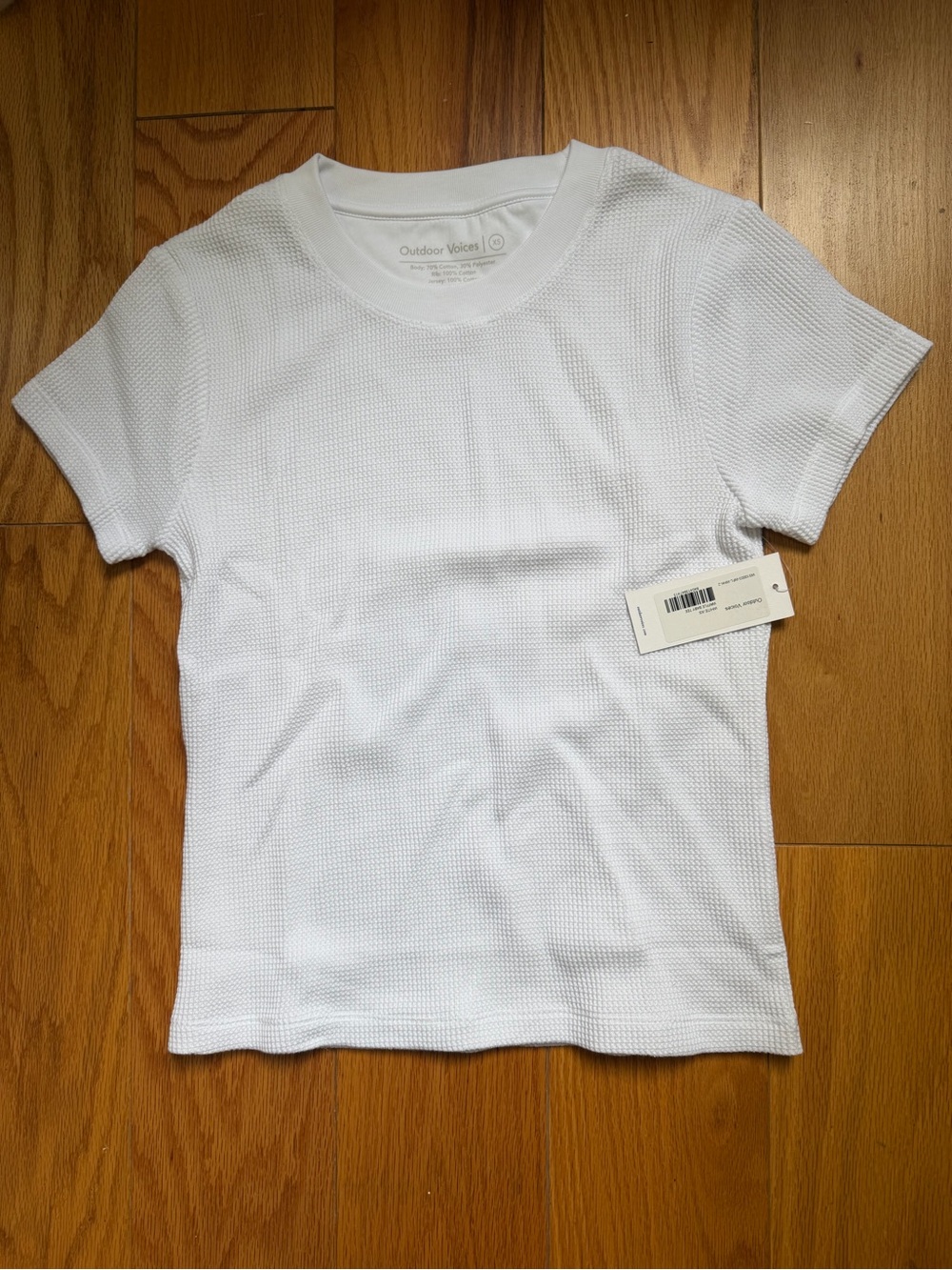 Outdoor Voices White Textured Waffle Short Sleeve Tee